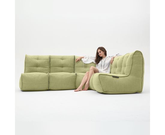 зелёное Г-образный модульный диван Mod4 L Sofa шенилловое для гостиной и зала