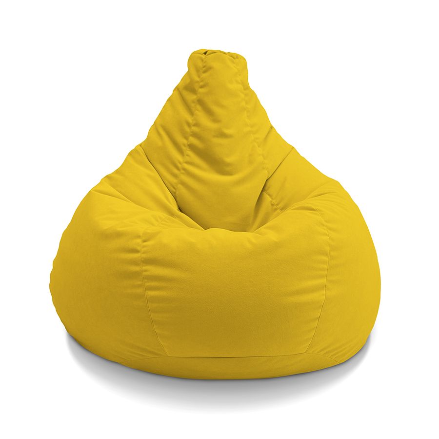 жёлтое классический пуф-мешок Bean Bag велюровое для детской, игровой и офиса