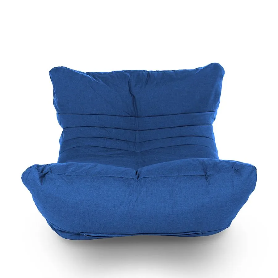 тёмно-синее акустический бескаркасный диван Acoustic Sofa уличное (Oxford) для домашнего кинотеатра, офиса и студии — фото в интерьере