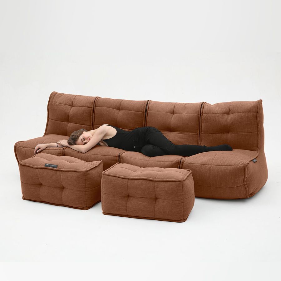 терракотовое четырёхместный модульный диван Mod4 Quad Couch шенилловое для гостиной и домашнего кинотеатра