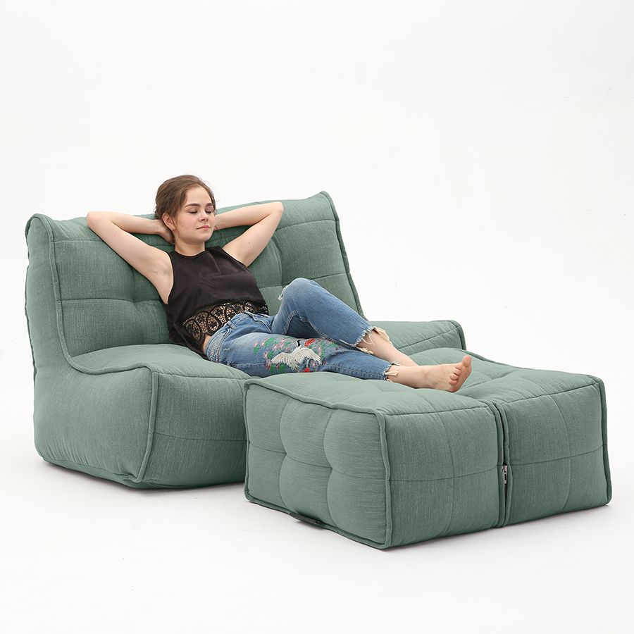 мятное просторный модульный диван Twin Couch Deluxe шенилловое для гостиной и лаунж-зоны — фото в интерьере