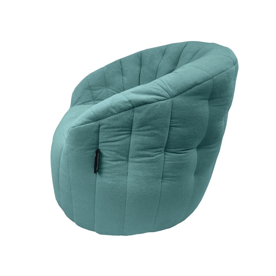 мятное полукруглое бескаркасное кресло Butterfly Sofa для гостиной, домашнего кинотеатра и офиса — вид сбоку