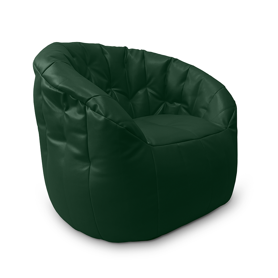 зелёное полукруглое бескаркасное кресло Butterfly Sofa из экокожи для гостиной, домашнего кинотеатра и офиса