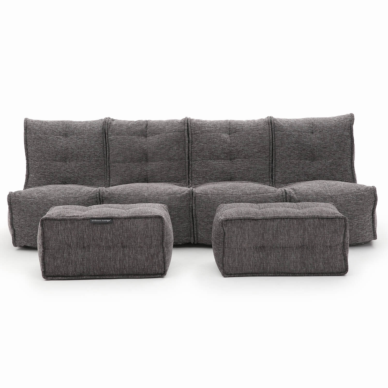 тёмно-серое четырёхместный модульный диван Mod4 Quad Couch из Sofa Weave в интерьере гостиная