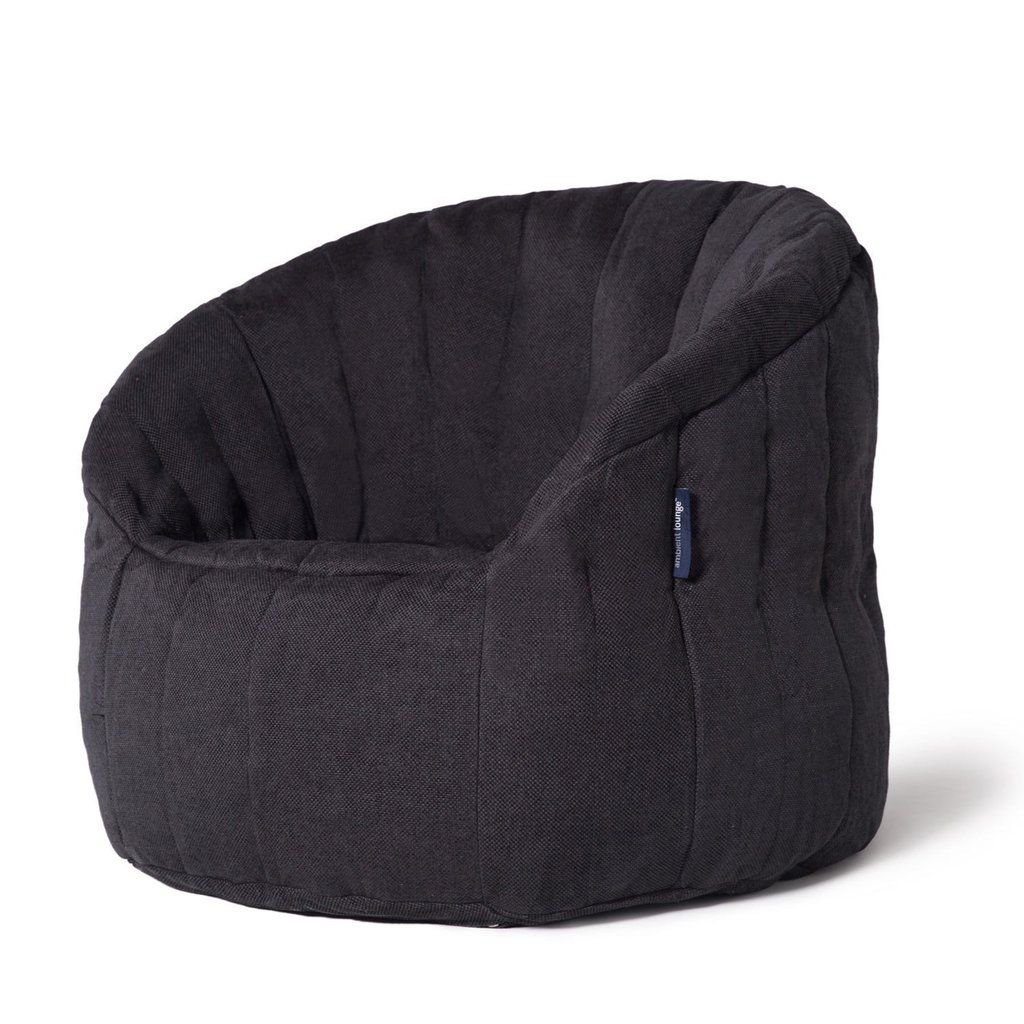 чёрное-графитовое полукруглое бескаркасное кресло Butterfly Sofa из Sofa Weave для гостиной, домашнего кинотеатра и офиса — крупный план