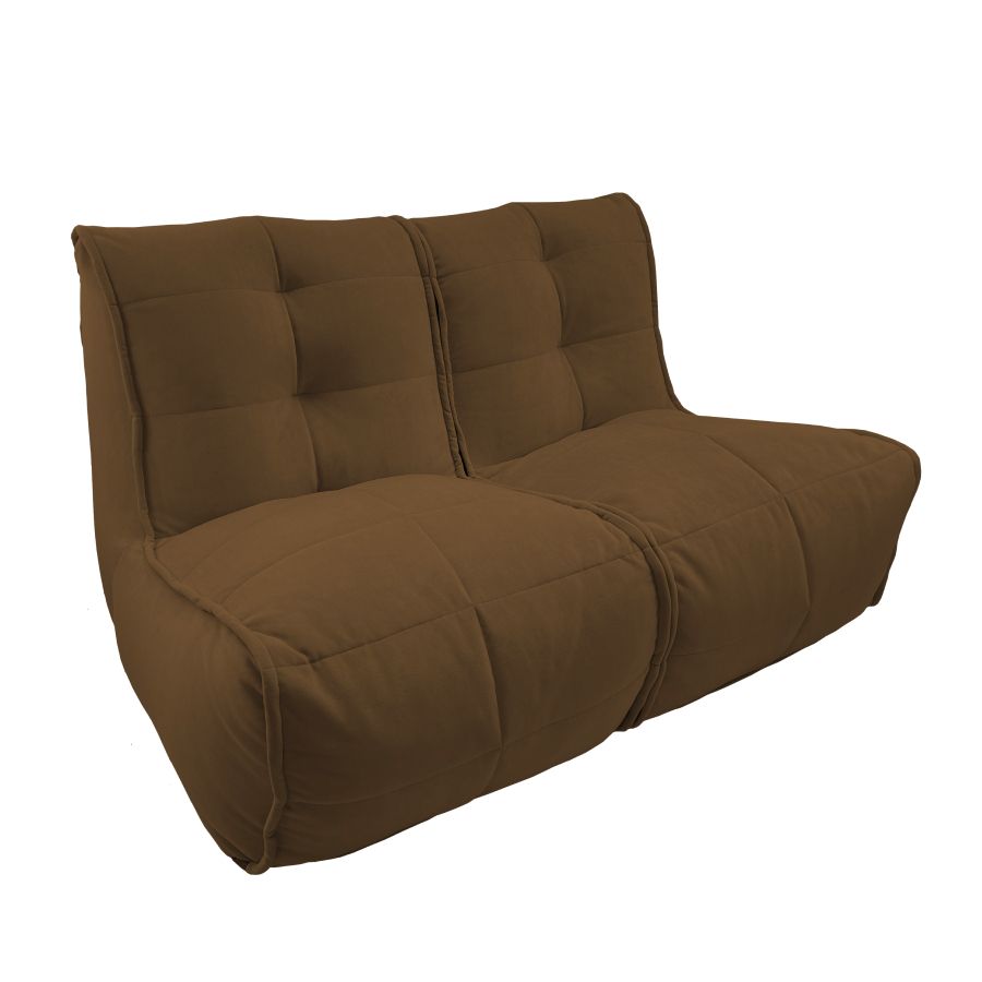 шоколадное двойной модульный диван Twin Couch велюровое для гостиной и переговорной