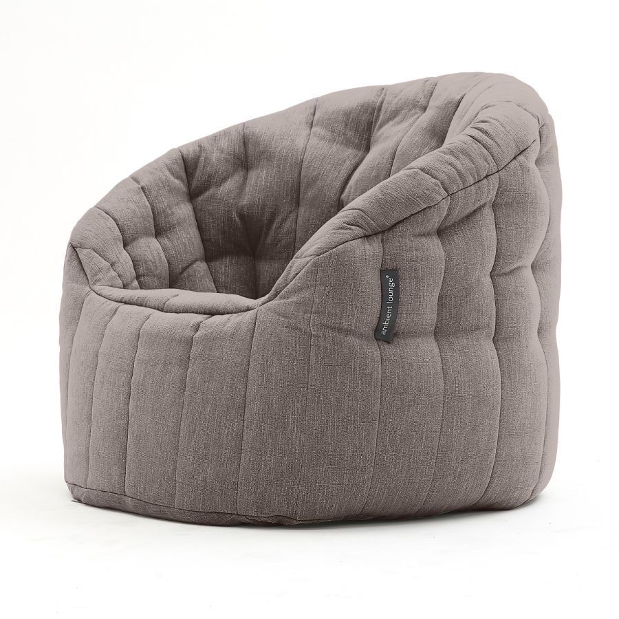 шоколадное полукруглое бескаркасное кресло Butterfly Sofa шенилловое для гостиной, домашнего кинотеатра и офиса — вид сбоку