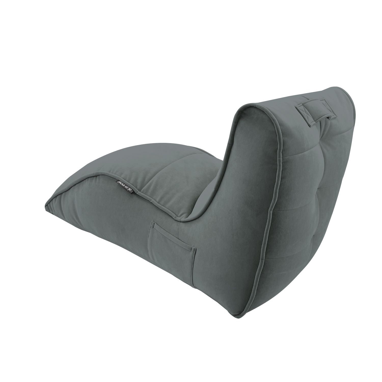 серое бескаркасный лаунж-диван Avatar Sofa велюровое для гостиной, кабинета и лаунж-зоны — фото в интерьере