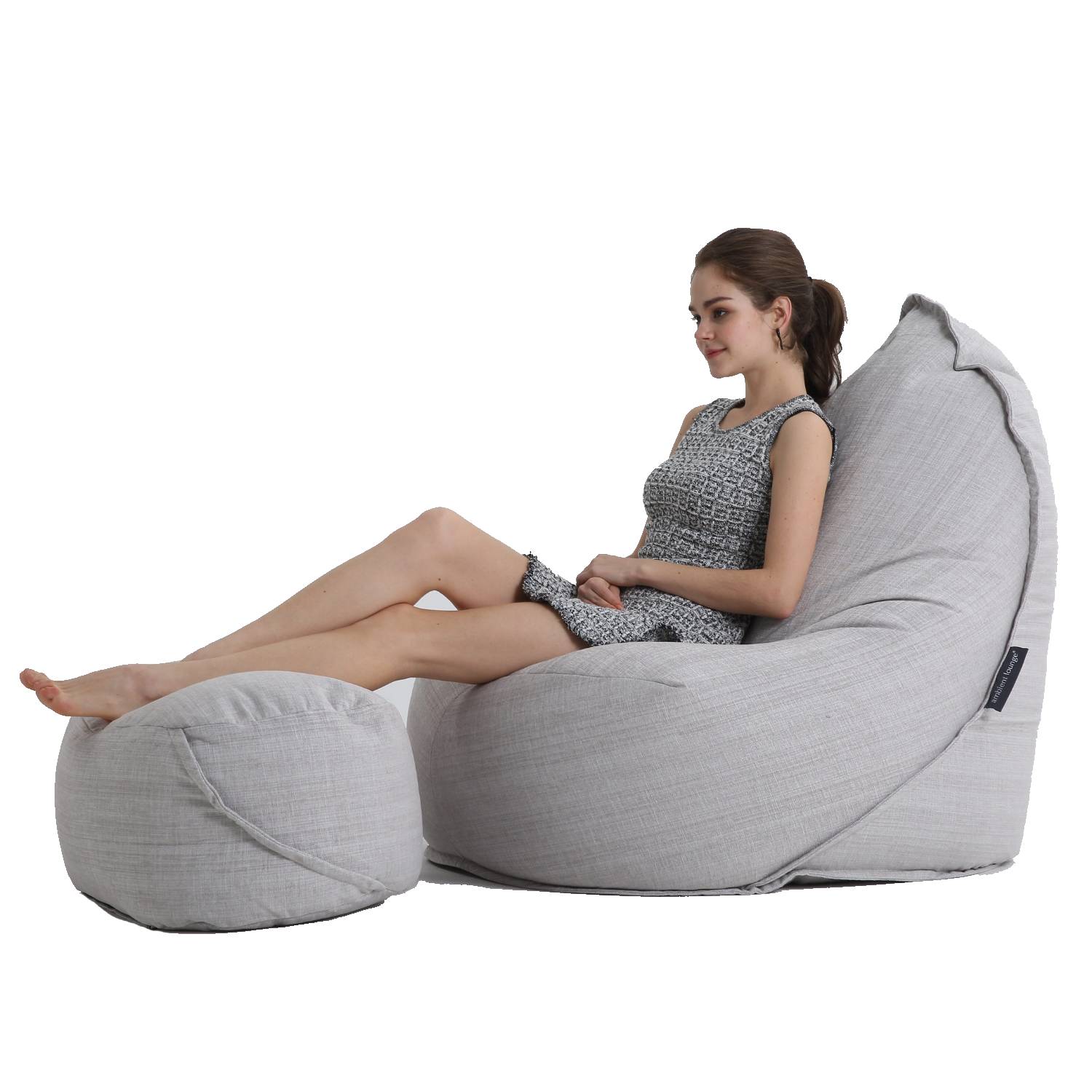 светло-серое бескаркасный диван Harmony Sofa шенилловое для гостиной и переговорной комнаты