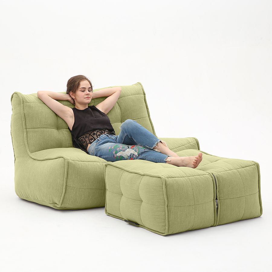 зелёное просторный модульный диван Twin Couch Deluxe шенилловое для гостиной и лаунж-зоны — фото в интерьере