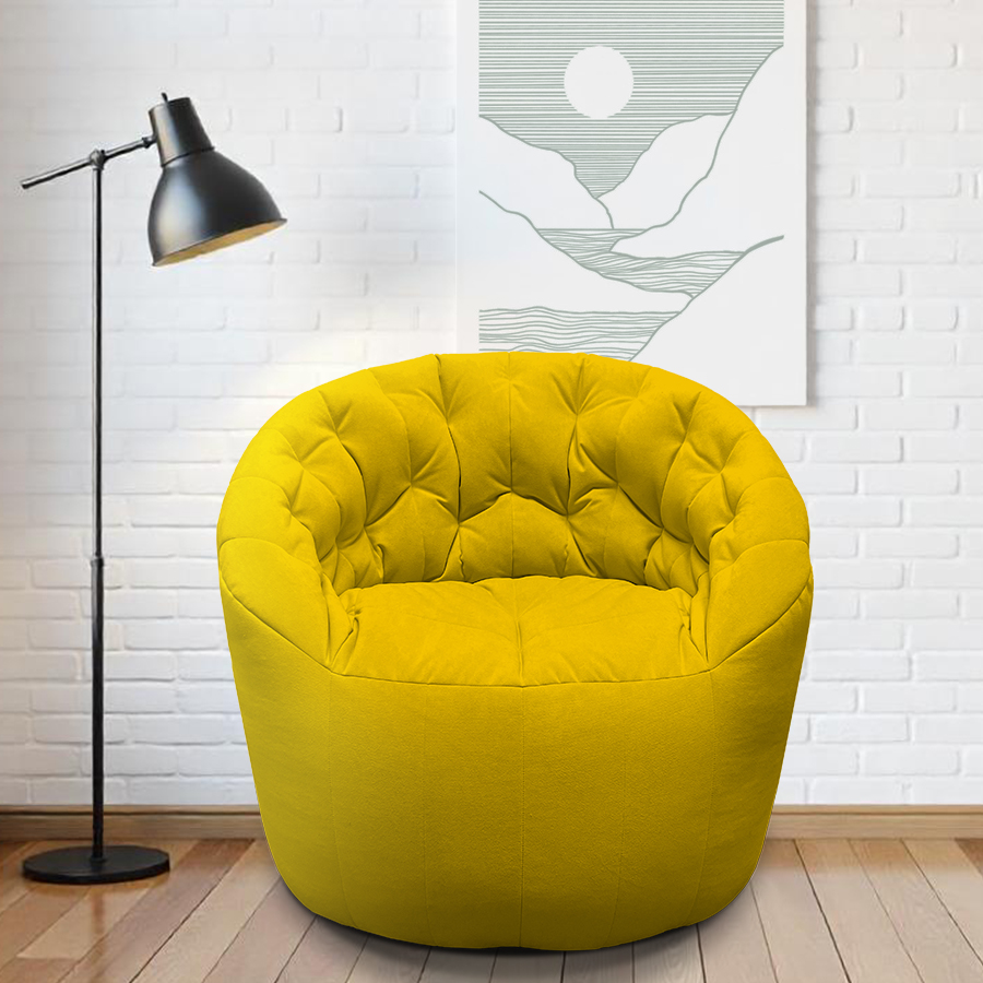 Купить лёгкое бескаркасное кресло Butterfly Light Sofa - Yellow Shine (желтый Велюр)