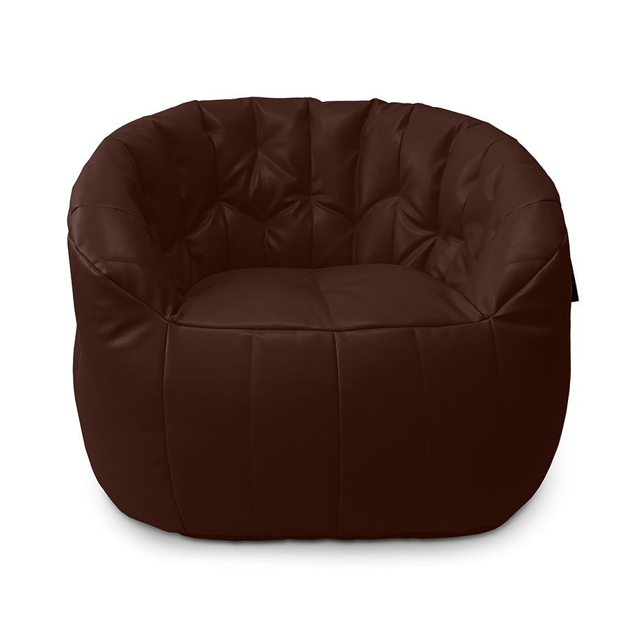 шоколадное полукруглое бескаркасное кресло Butterfly Sofa из экокожи для гостиной, домашнего кинотеатра и офиса