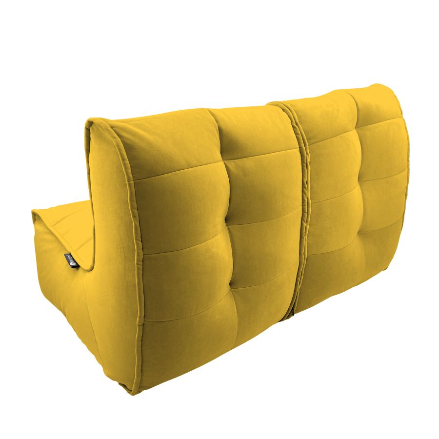 жёлтое двойной модульный диван Twin Couch велюровое для гостиной и переговорной — крупный план