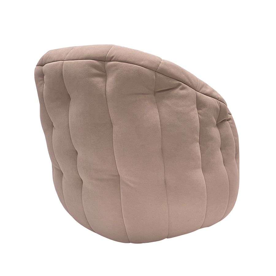 пудровое полукруглое бескаркасное кресло Butterfly Sofa велюровое для гостиной, домашнего кинотеатра и офиса — крупный план