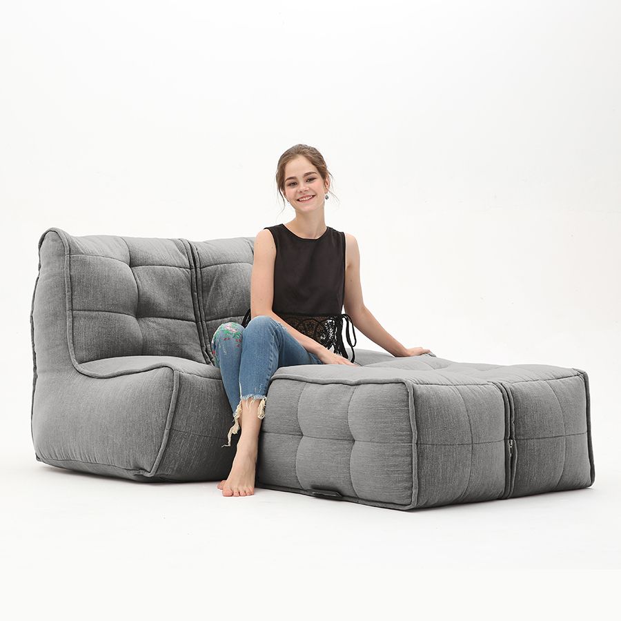 тёмно-серое просторный модульный диван Twin Couch Deluxe шенилловое для гостиной и лаунж-зоны
