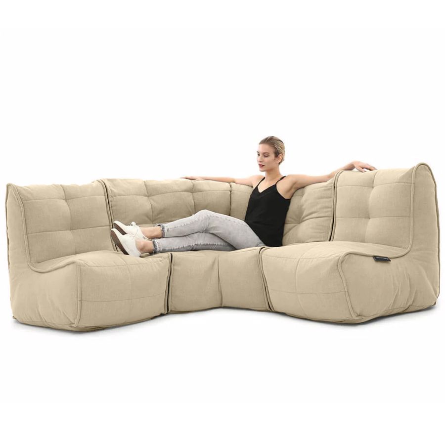 натуральное угловой модульный диван Mod3 Cozy Corner шенилловое для гостиной и кабинета — вид сбоку