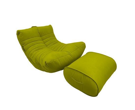 зелёное акустическое кресло-мешок Acoustic Lounge велюровое для офиса, переговорной и студии