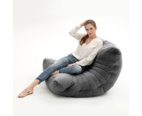 чёрное-графитовое акустический бескаркасный диван Acoustic Sofa шенилловое для домашнего кинотеатра, офиса и студии — вид сбоку