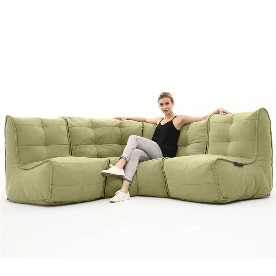 зелёное угловой модульный диван Mod3 Cozy Corner шенилловое для гостиной и кабинета