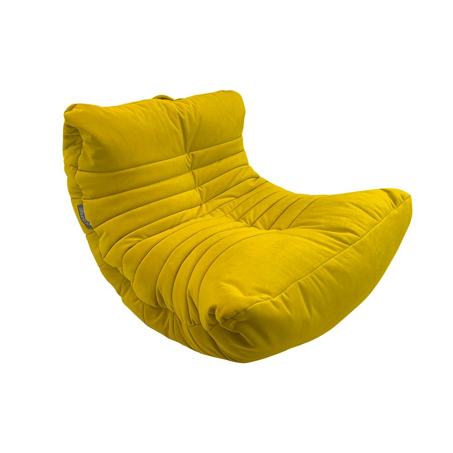 жёлтое акустический бескаркасный диван Acoustic Sofa велюровое для домашнего кинотеатра, офиса и студии — вид сбоку