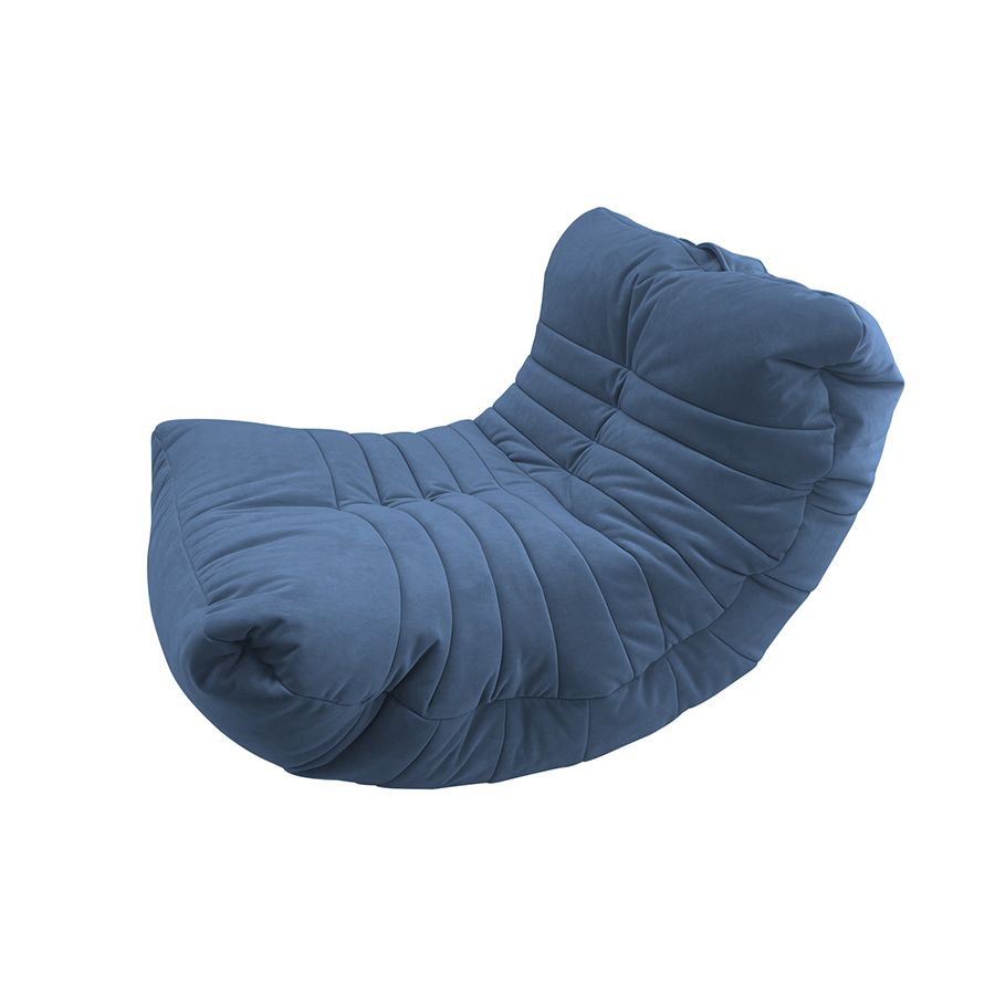 синее акустический бескаркасный диван Acoustic Sofa велюровое для домашнего кинотеатра, офиса и студии — фото в интерьере