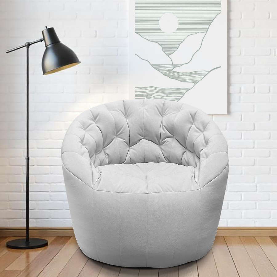 Купить лёгкое бескаркасное кресло Butterfly Light Sofa - Tundra Spring (светло-серый Велюр)