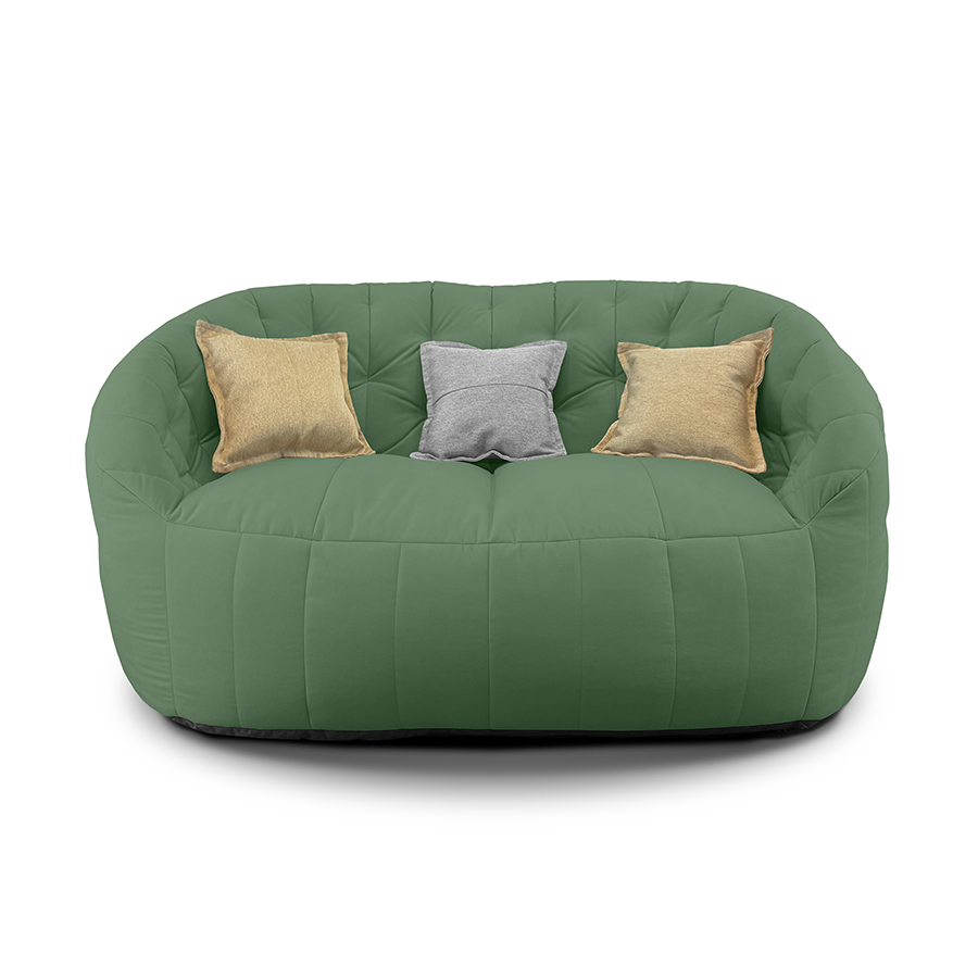 зелёное двойной бескаркасный диван Butterfly Twin Sofa велюровое для гостиной и домашнего кинотеатра