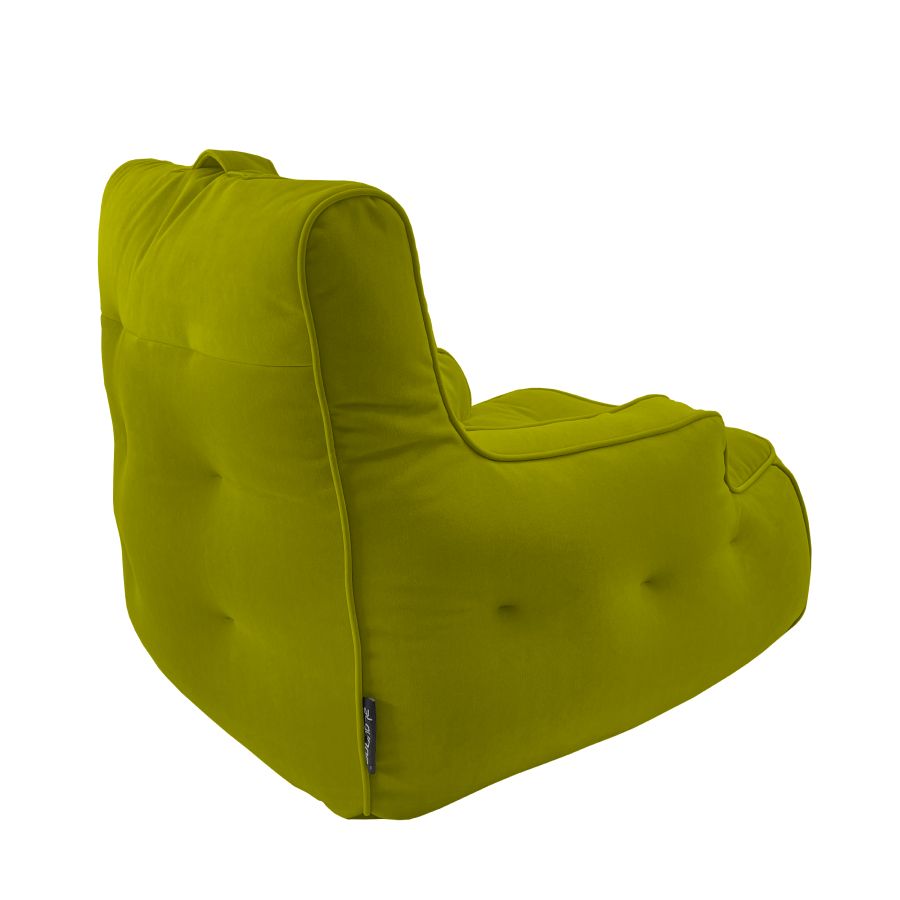 зелёное уличное лаунж-кресло Tranquility Armchair велюровое для террасы, сада и веранды — вид сбоку