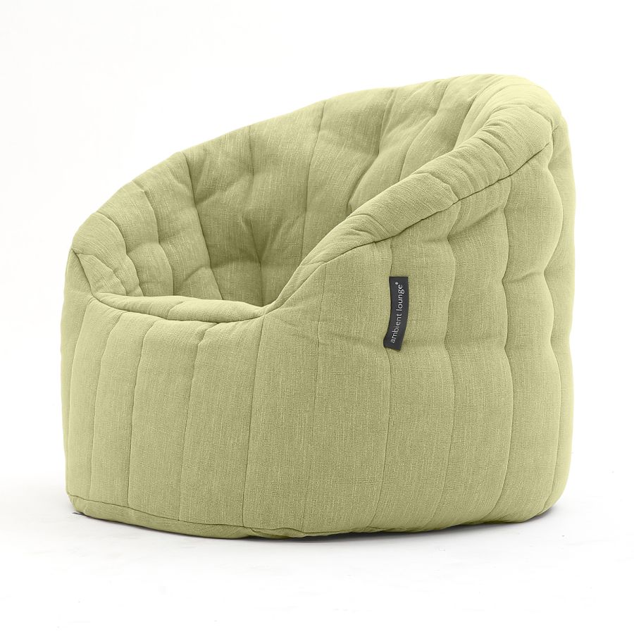 зелёное полукруглое бескаркасное кресло Butterfly Sofa шенилловое для гостиной, домашнего кинотеатра и офиса — вид сбоку