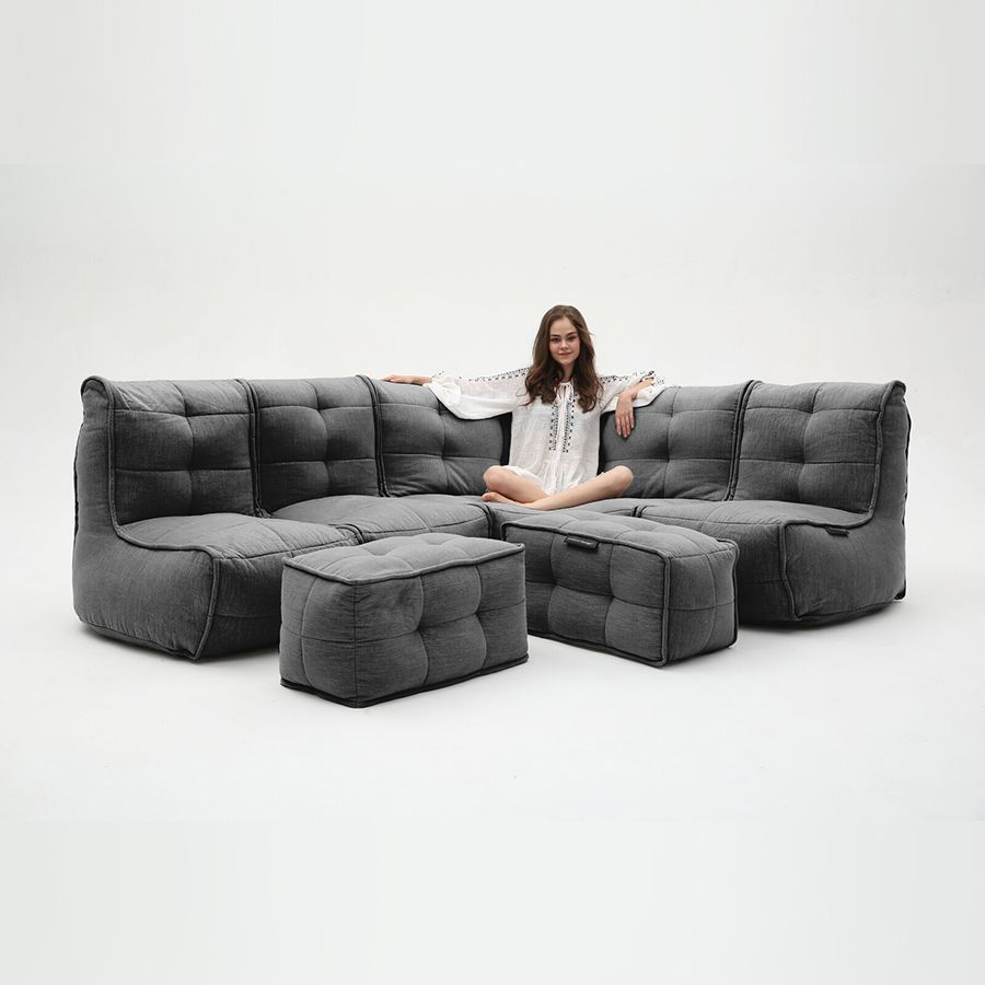 чёрное-графитовое большой лаунж-гарнитур Mod5 Living Lounge шенилловое для гостиной и event-пространства