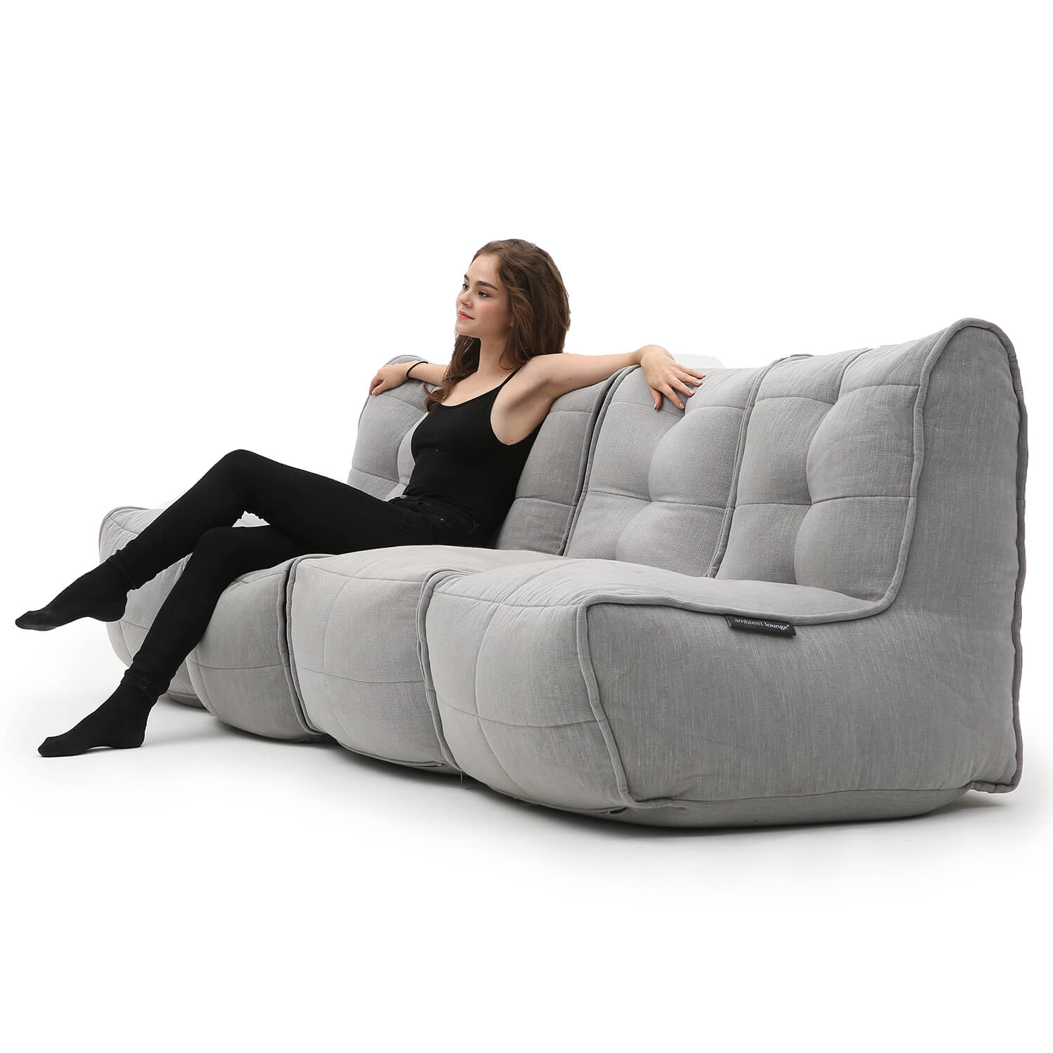 серое четырёхместный модульный диван Mod4 Quad Couch из Sofa Weave для гостиной и домашнего кинотеатра