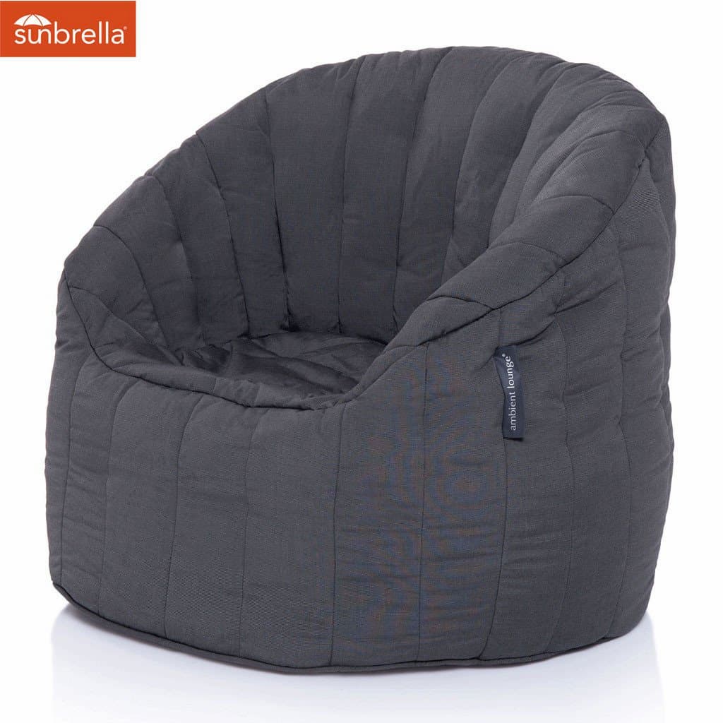 чёрное полукруглое бескаркасное кресло Butterfly Sofa уличное (Oxford) для гостиной, домашнего кинотеатра и офиса