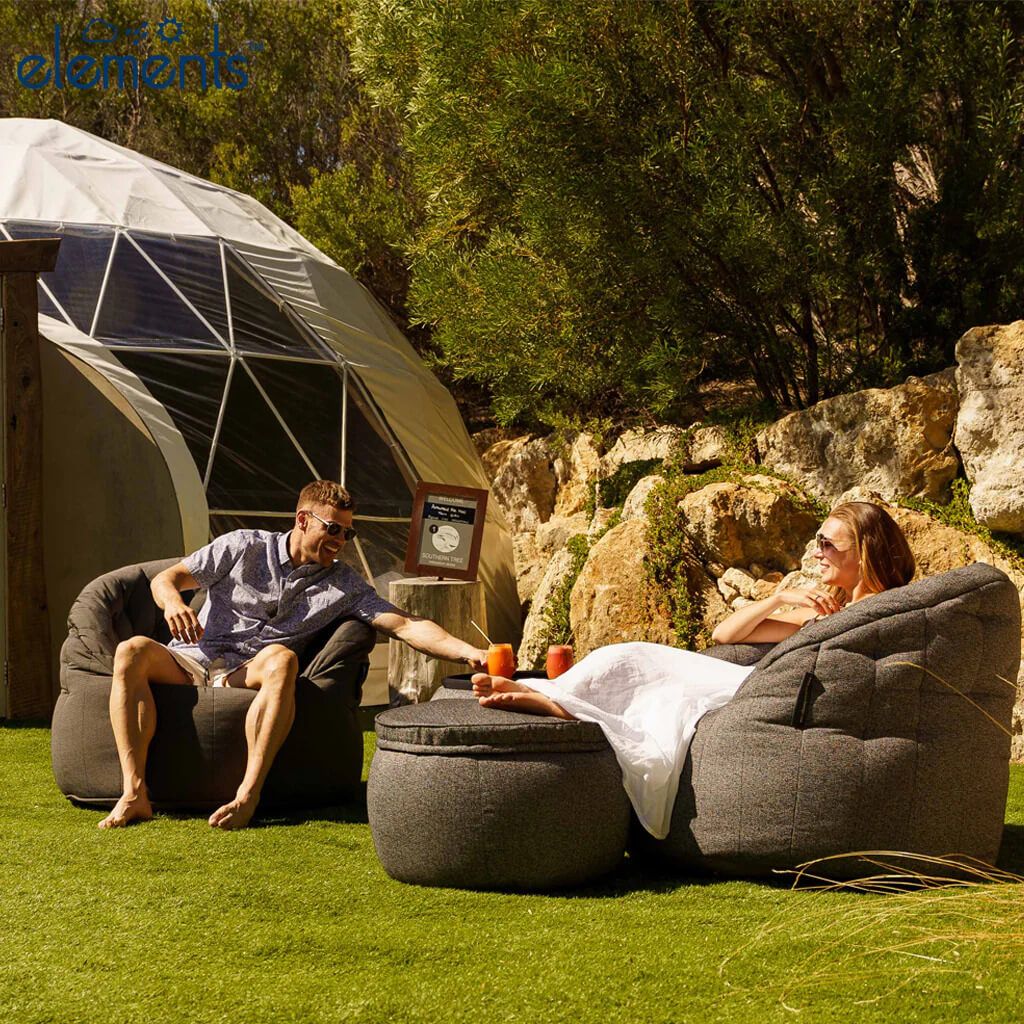 тёмно-серое полукруглое бескаркасное кресло Butterfly Sofa уличное (Oxford) для гостиной, домашнего кинотеатра и офиса