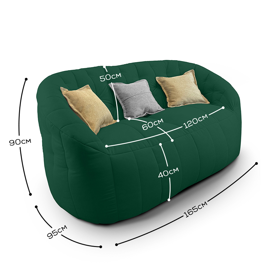 зелёное двойной бескаркасный диван Butterfly Twin Sofa велюровое для гостиной и домашнего кинотеатра