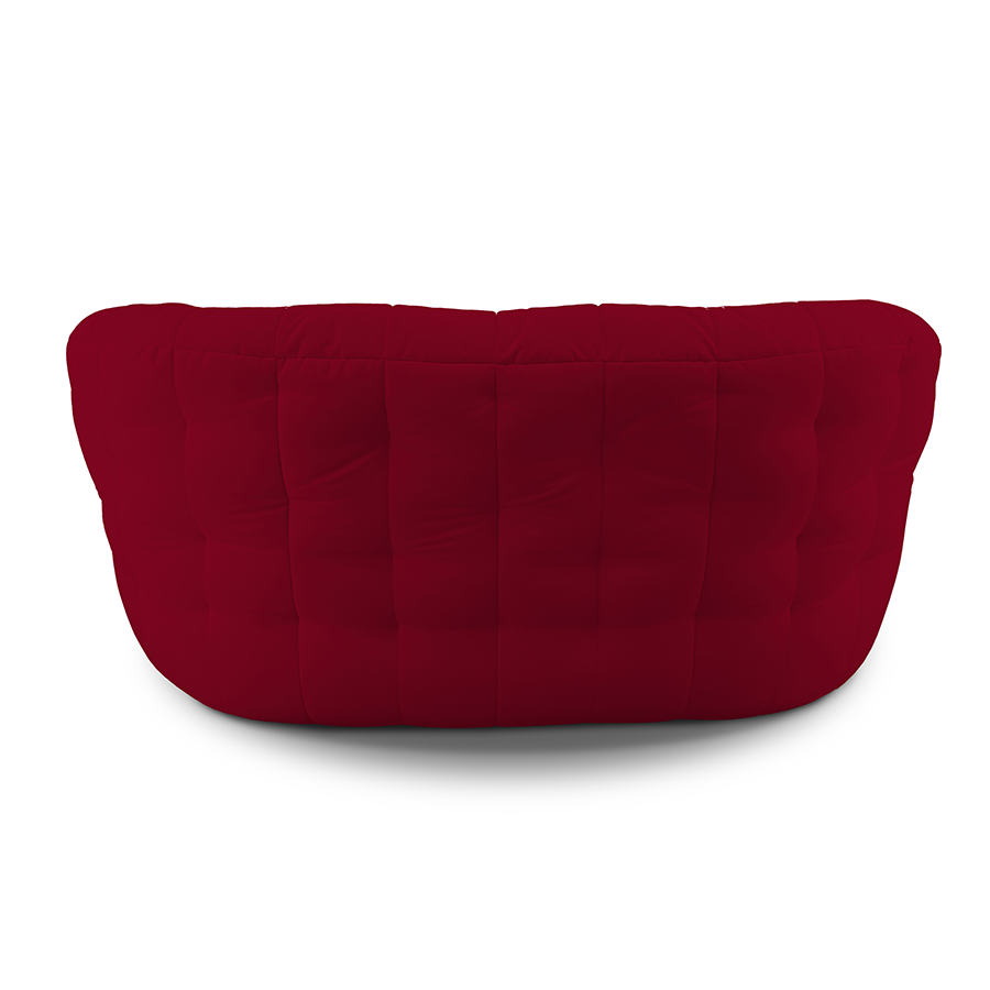 красное двойной бескаркасный диван Butterfly Twin Sofa велюровое для гостиной и домашнего кинотеатра — фото в интерьере