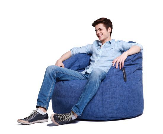 синее полукруглое бескаркасное кресло Butterfly Sofa из Sofa Weave для гостиной, домашнего кинотеатра и офиса
