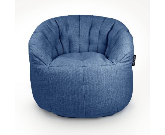 синее полукруглое бескаркасное кресло Butterfly Sofa из рогожки — дизайн и качество