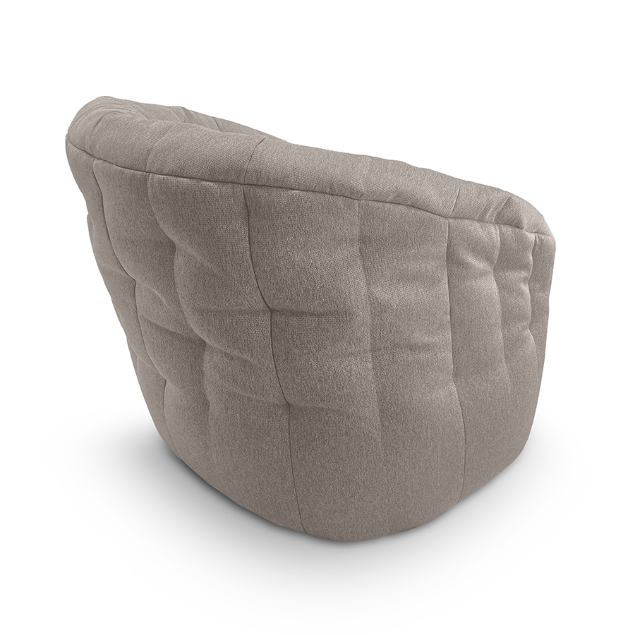 серое полукруглое бескаркасное кресло Butterfly Sofa жаккардовое для гостиной, домашнего кинотеатра и офиса — вид сбоку