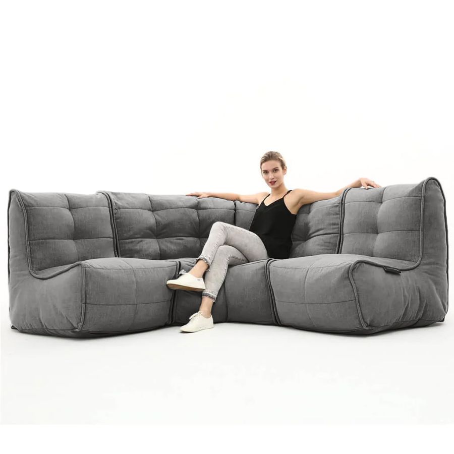тёмно-серое угловой модульный диван Mod3 Cozy Corner шенилловое для гостиной и кабинета