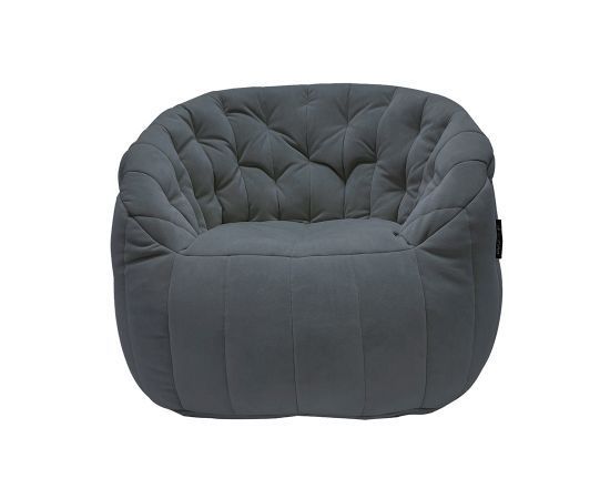 тёмно-серое полукруглое бескаркасное кресло Butterfly Sofa велюровое для гостиной, домашнего кинотеатра и офиса