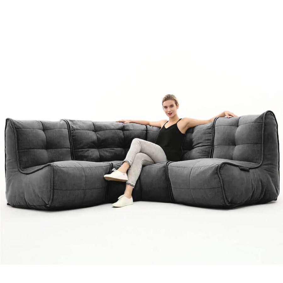 чёрное-графитовое угловой модульный диван Mod3 Cozy Corner шенилловое для гостиной и кабинета