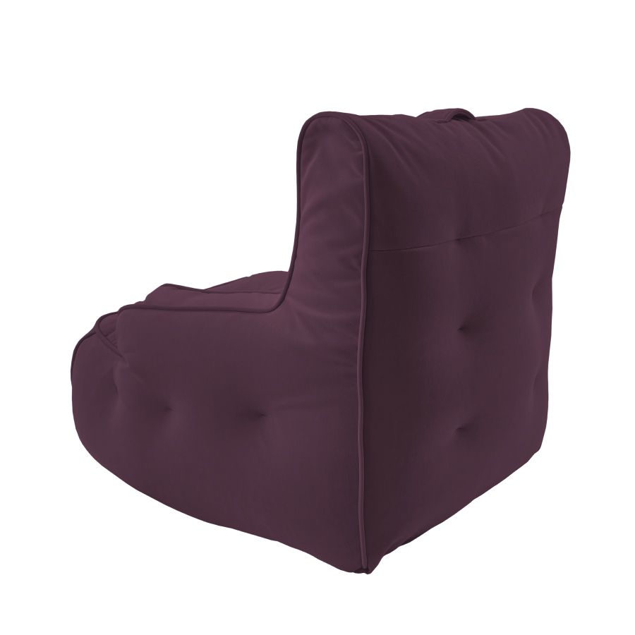баклажановое уличное лаунж-кресло Tranquility Armchair велюровое для террасы, сада и веранды — крупный план