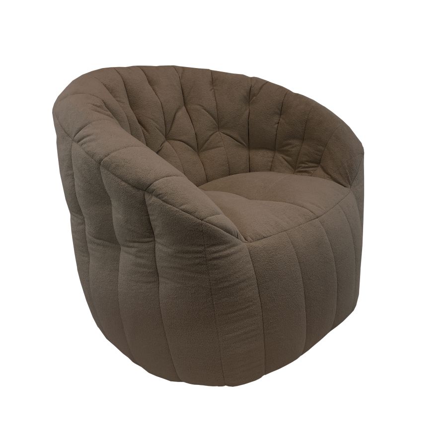 шоколадное полукруглое бескаркасное кресло Butterfly Sofa для гостиной, домашнего кинотеатра и офиса — вид сбоку