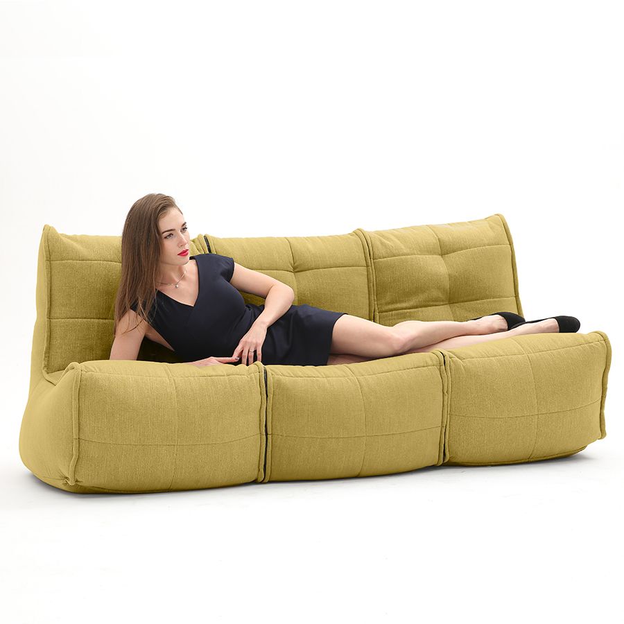 жёлтое модульный диван-кинотеатр Mod3 Movie Couch шенилловое в интерьере домашний кинотеатр