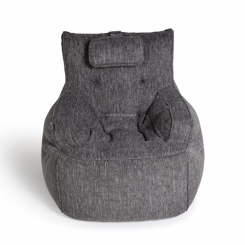 тёмно-серое уличное лаунж-кресло Tranquility Armchair из Sofa Weave для террасы, сада и веранды — вид сбоку