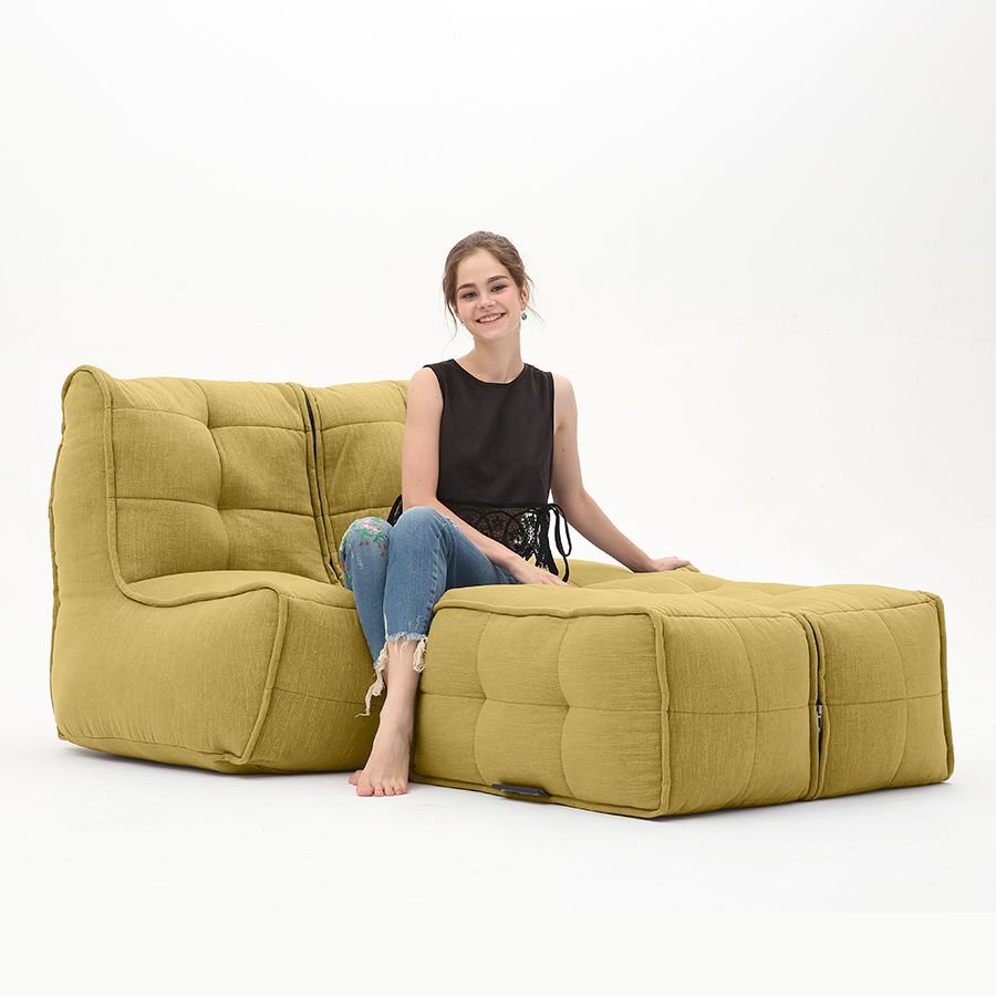 жёлтое просторный модульный диван Twin Couch Deluxe шенилловое для гостиной и лаунж-зоны