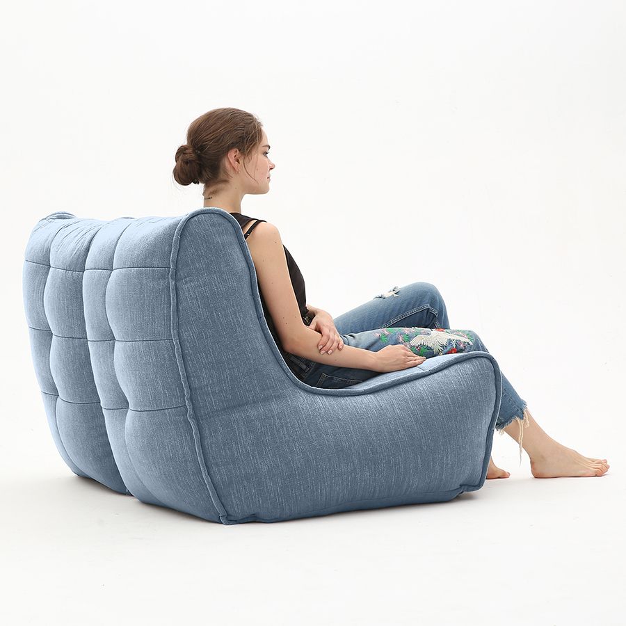 синее двойной модульный диван Twin Couch шенилловое для гостиной и переговорной — фото в интерьере