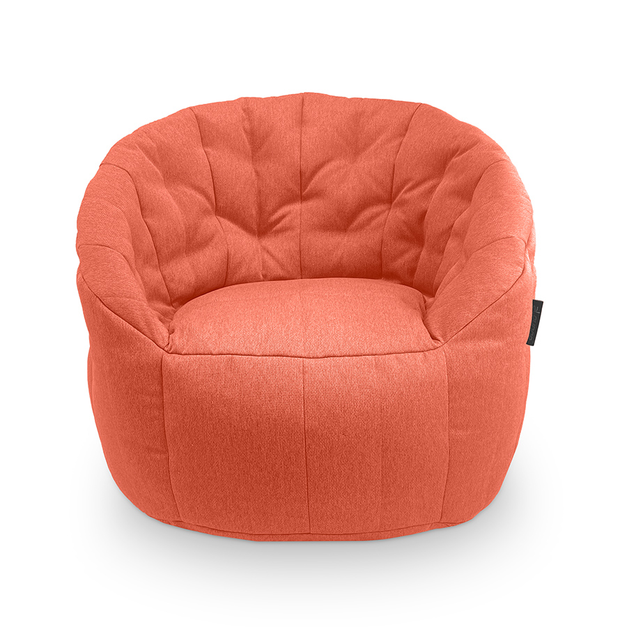 терракотовое полукруглое бескаркасное кресло Butterfly Sofa жаккардовое в интерьере гостиная