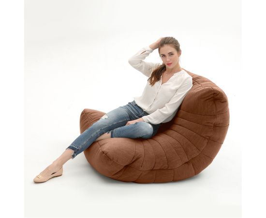 терракотовое акустический бескаркасный диван Acoustic Sofa шенилловое для домашнего кинотеатра, офиса и студии — вид сбоку