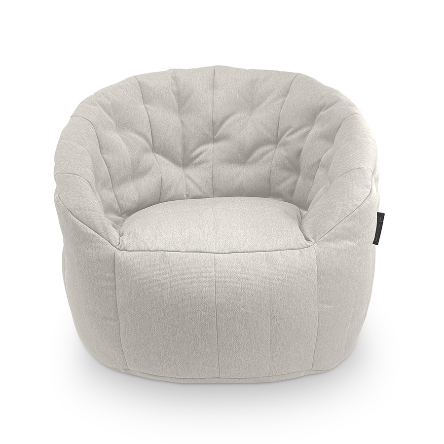 светло-серое полукруглое бескаркасное кресло Butterfly Sofa жаккардовое для гостиной, домашнего кинотеатра и офиса
